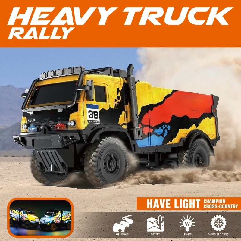 1:35 RC Truck Cool Light-Up Shell Long Battery Life Anti-Slip and Shock-Absorbing RTR All-Terrain Off-Road Rally Car Toy