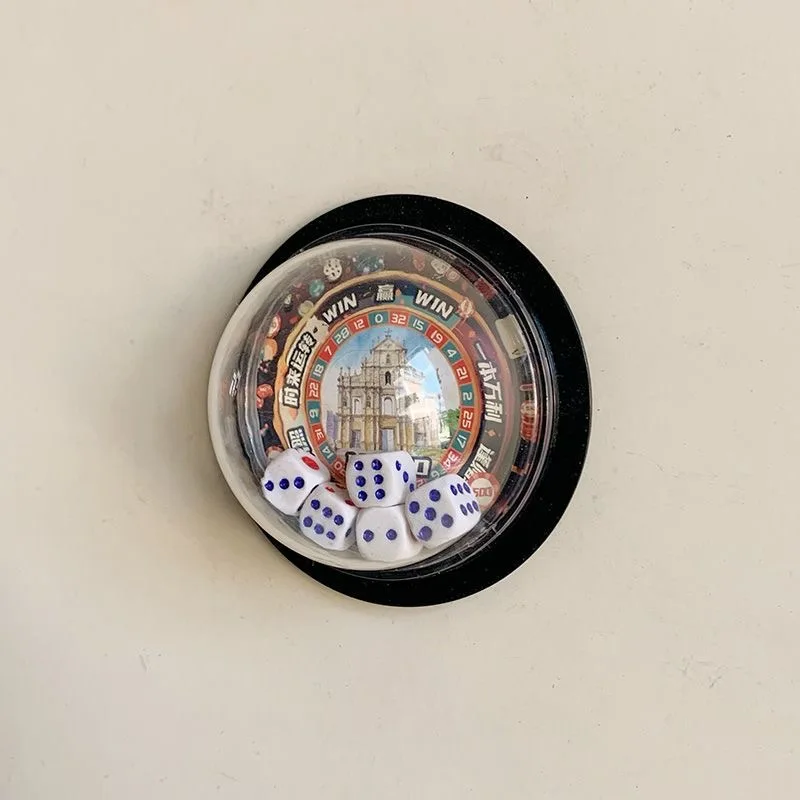 Fun Shakeable Dice Fridge Magnets Retro Macau Ruins of St.Paul Landmark Refrigerator Magnets Decor for Tourist Souvenir Gift