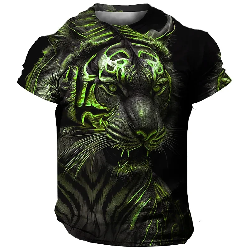 Oversized Men\'s T-Shirt 3D Tiger Print Tees Tops Summer Casual Mens Animal Pattern T Shirt Streetwear Quick Dry Fashion Clothes