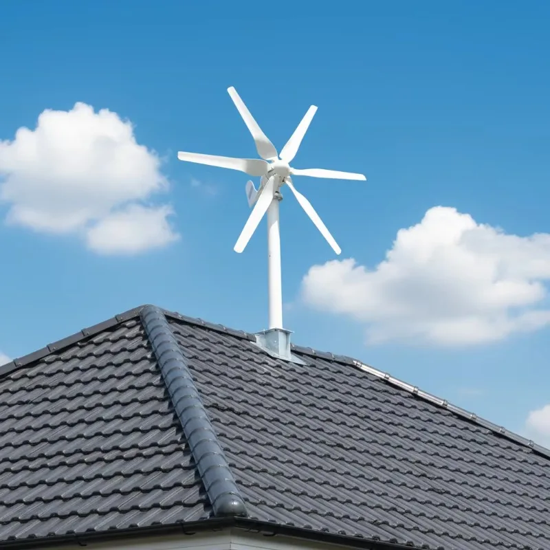 6000w 48v Flywheel Horizontal Axis Wind Turbine Power Energy Generator Set with Mppt Controller Windmill