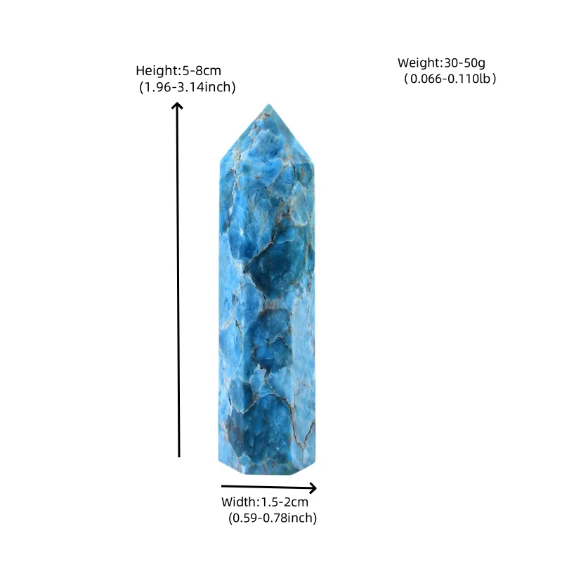 1Pc 50-80mm Natural Blue Apatite Polished Crystal Point Healing Obelisk Quartz Wand Beautiful Ornament For Home Decoration