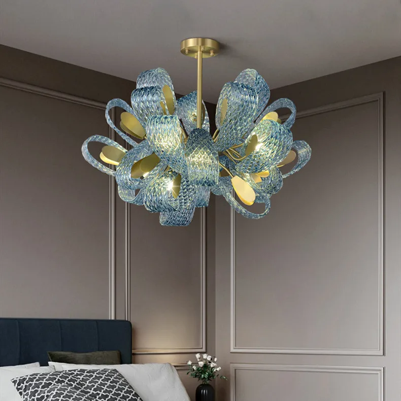 

LED Funky Blue Queen Crystal Glass Suspension Luminaire Lampen Ceiling Chandelier Lighting Hanging Lamps Lustre For Staircase