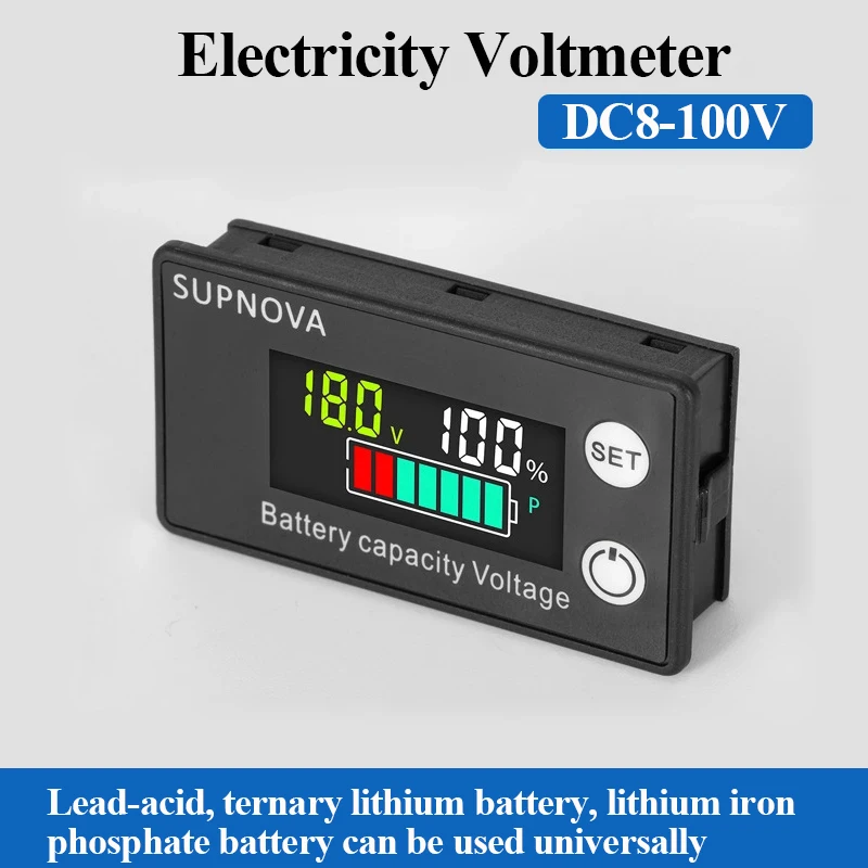 DC8-80V Battery Capacity Indicator LCD Digital Electricity Meter Lead-acid Lithium LiFe PO4 Voltage Tester for Car Motorcycle