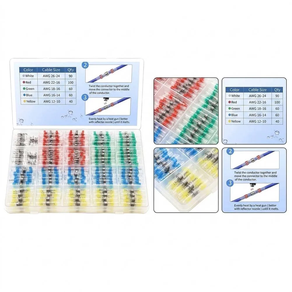 350-Piece Solder Seal Wire Connector Kit – Heat-Shrink Butt  Terminals (No Crimp Required) Welded Sealing Line Connector