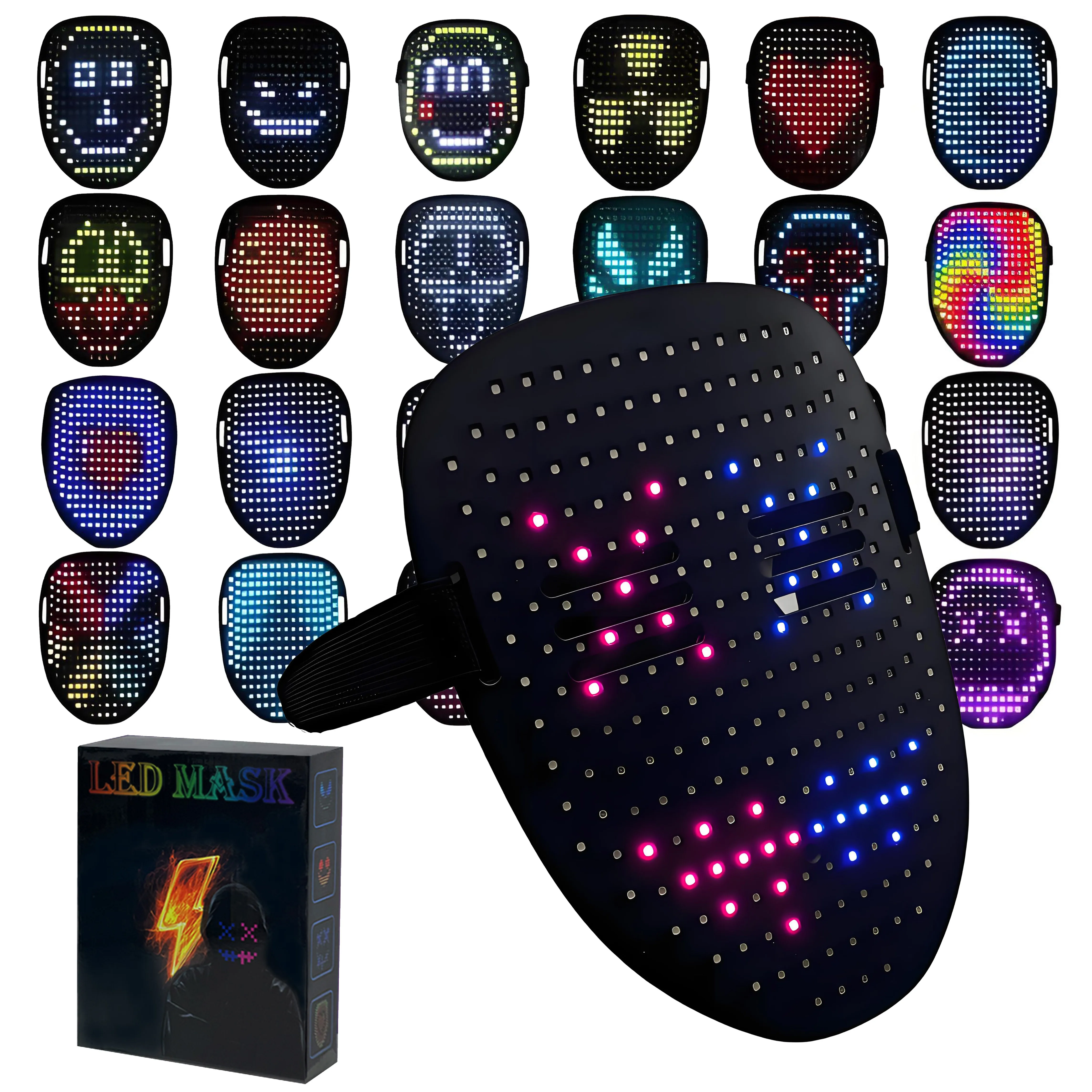 

Terror Luminous HF Party Cosplay Scary Horror Glowing Mask Black v Word Led Halloween Mask