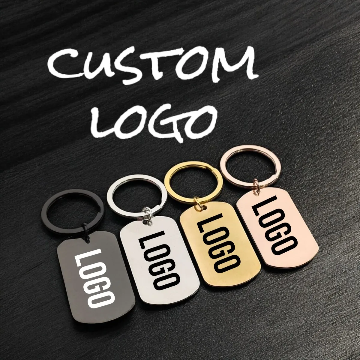 

【Bulk】Customized LOGO Name Stainless Steel Keychain Laser Carving Pendant Motorcycle Car Keyring Key Ring Chain Gift