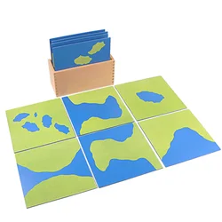 10Pcs Montessori Geography Materials Wood Sand World Map Puzzle Culture Learning Resources for Kids Educational Equipment Teach