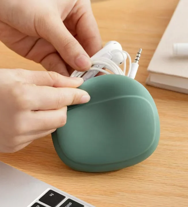Silicone portable earphone storage case, storage box for data cables - suitable for home and travel use gallery 2