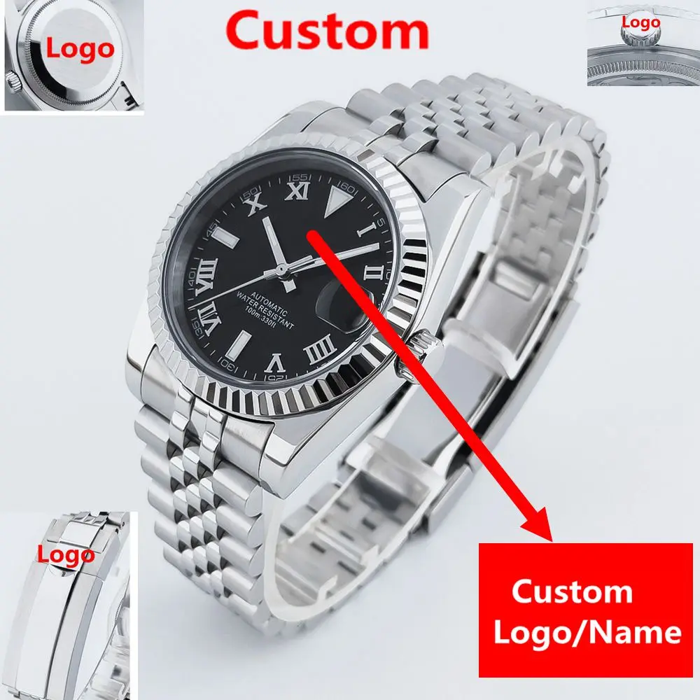 Custom 39mm Luxury nh35/miyota Automatic Mechanical Watch Sapphire Roman Numberal reloj Men's Watch Lume Waterproof Wristwatches