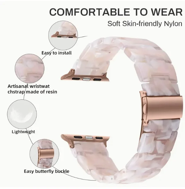 Correa de resina adecuada para Apple Watch serie 1 a 10, compatible con pulseras de modelos de 38 mm, 40 mm, 41 42 44 45 46 mm y 49 mm