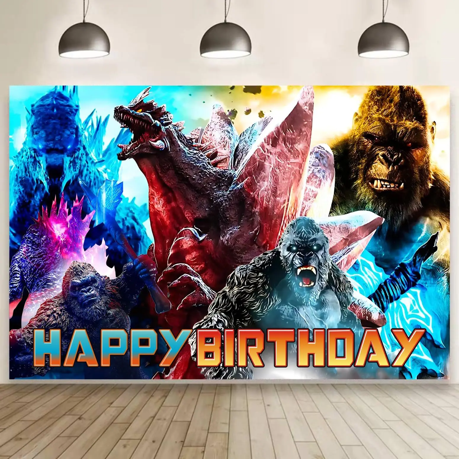 Monster Godzillas VS KingKongs Party Decoration New Anime Figures Balloon Backdrop Birthday Gender Reveal Baby Shower Decor Gift