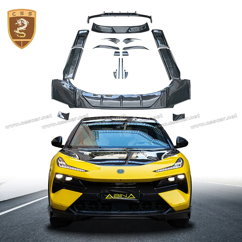 

Автомобильные боковые колеса, крышка Canards, автомобильный спойлер, сплиттер, комплект кузова из углеродного волокна для Lotus Eletre ABINA, стиль, передний и задний бампер, губа