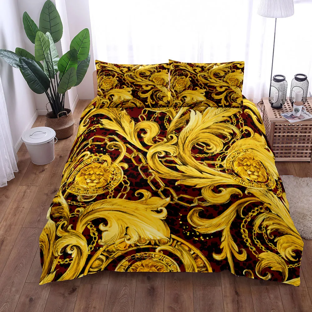 

European Style Baroque Pattern Lion Duvet Cover Set King Queen Double Full Twin Single Size Bed Linen Set