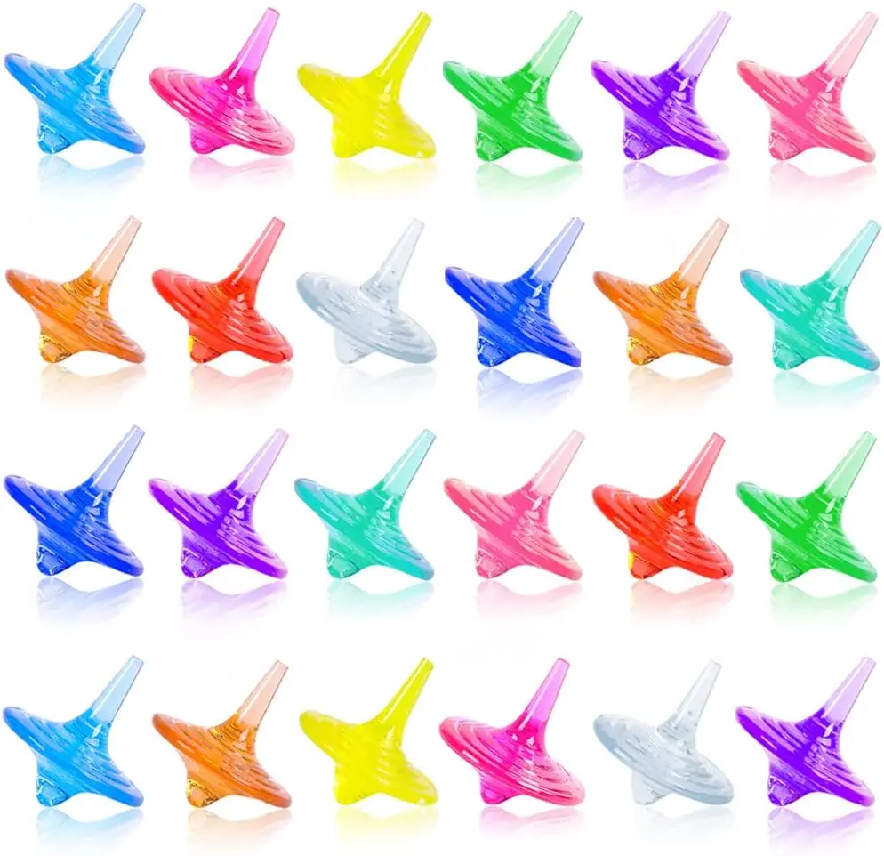 Colorful Acrylic Spinning Tops for Kids, 24-Piece Set for Games and Gifts