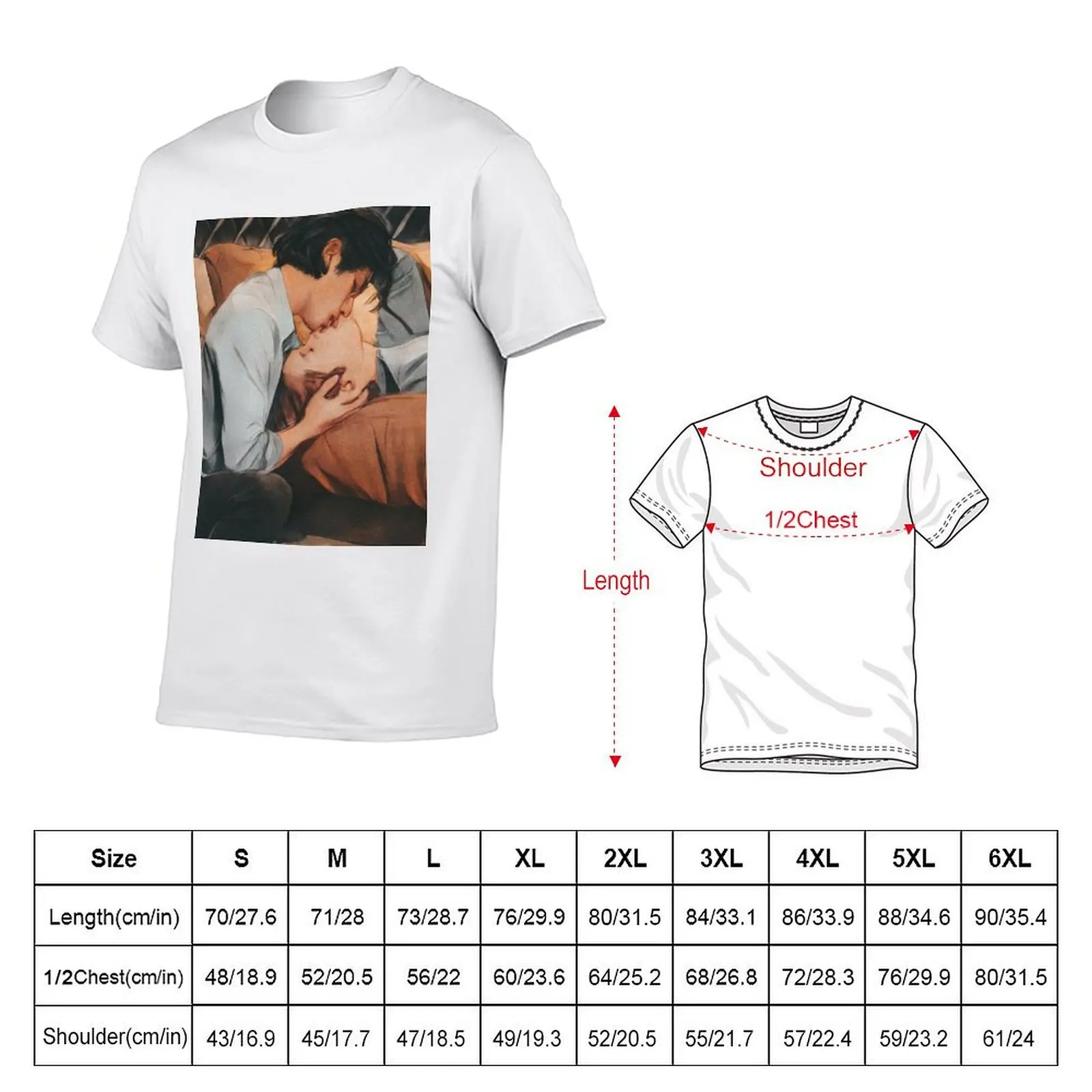 NetJames Bed Friend fanart hug kisses marks BL series couple thai saturated vintage gay kiss T-Shirt