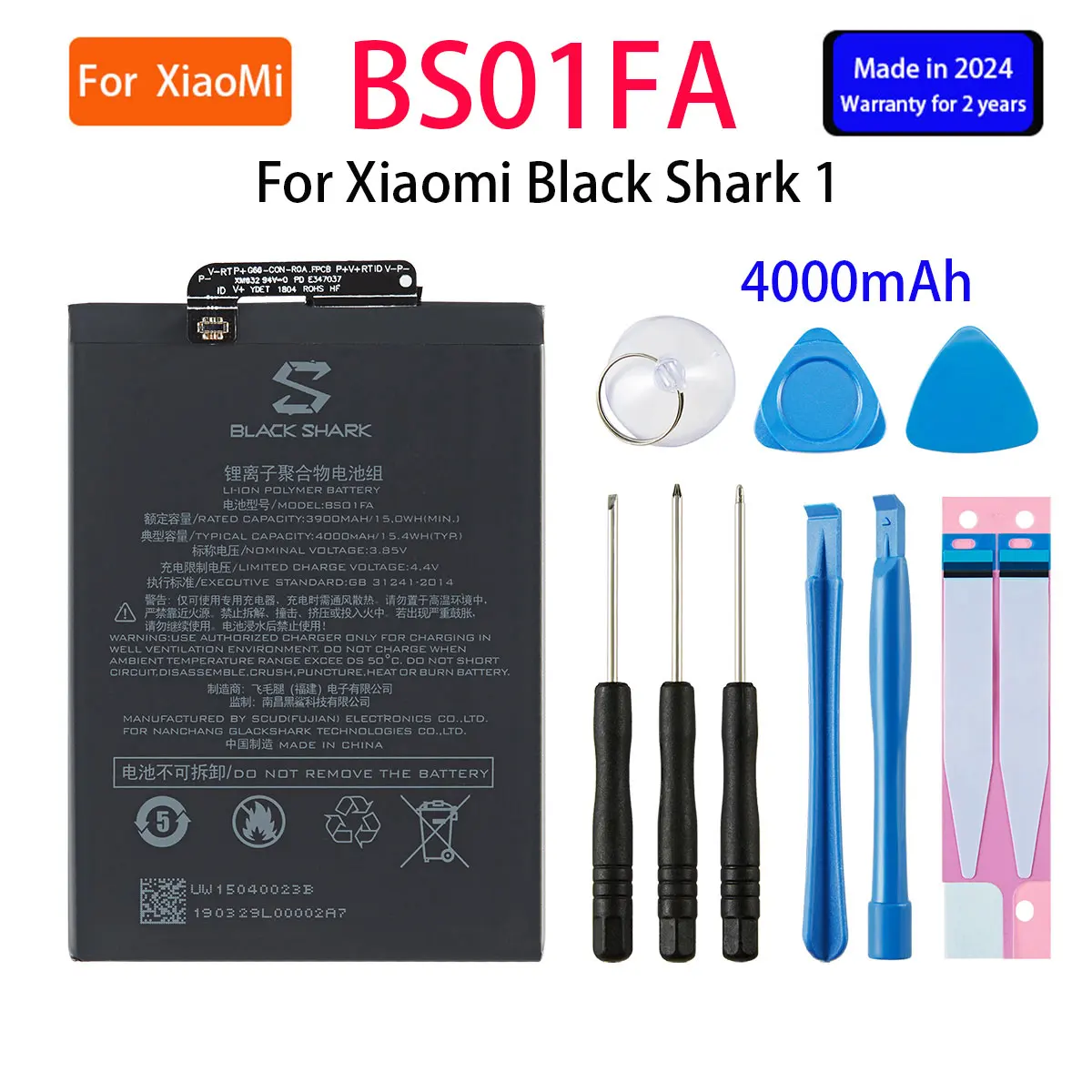 

2024 years 100% Orginal BS01FA 4000mAh Battery For Xiaomi Black Shark 1/ Black Shark Dual SIM TD-LTE/ AWM-A0 BSO1FA + Tools