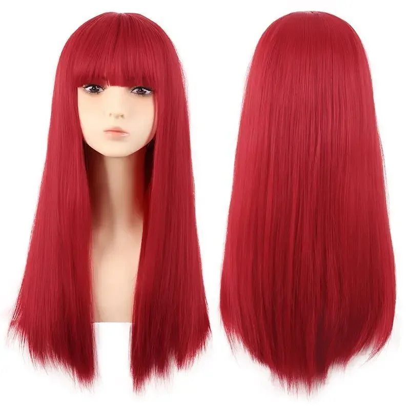 

Women Long Straight Red Synthetic Natural Wigs