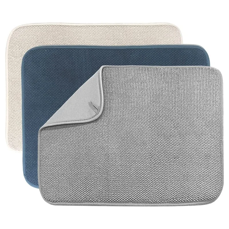 Tapete de secagem de prato de 3 pacotes, microfibra para balcão de cozinha tamanho 20x15 polegadas