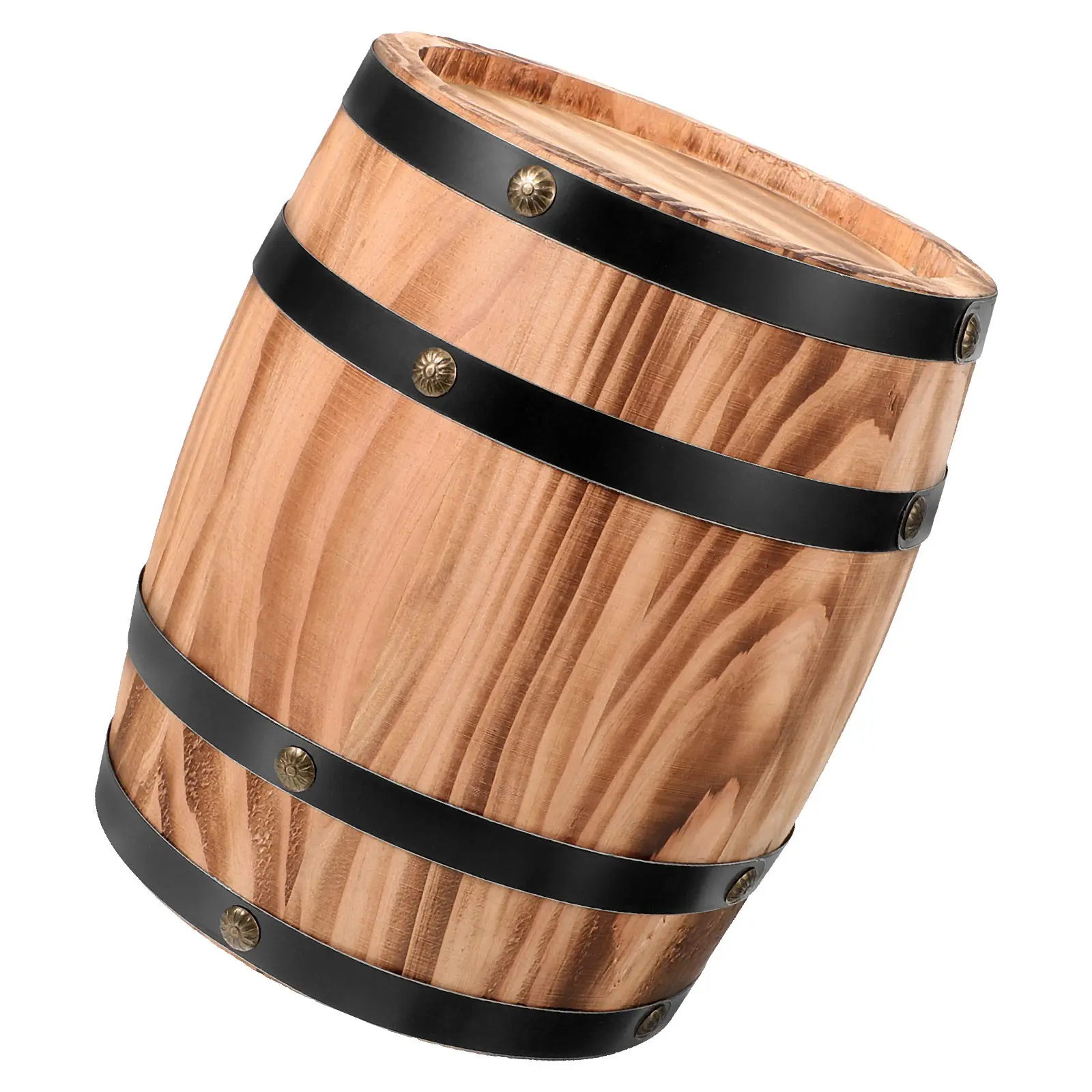 Natural Sturdy Wooden Barrel Decoration Retro Style Wine Barrel Ornament Floor Decor for Bar Landscaping Drink Bar Interior