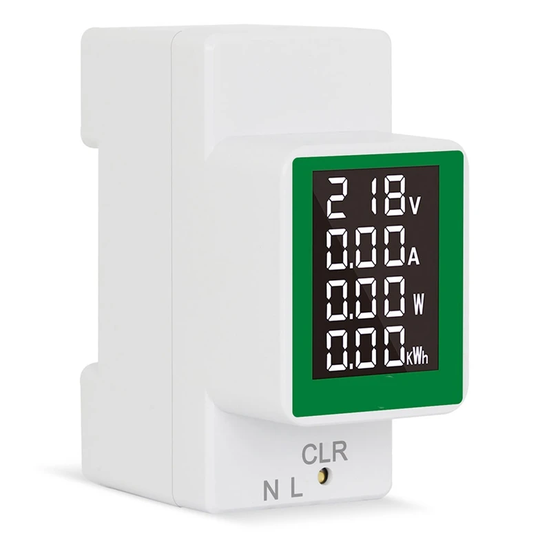 Din Rail Wattmeter Voltmeter AC50-300V Volt Amp Powers Factor Time Energy Voltage Current Monitor