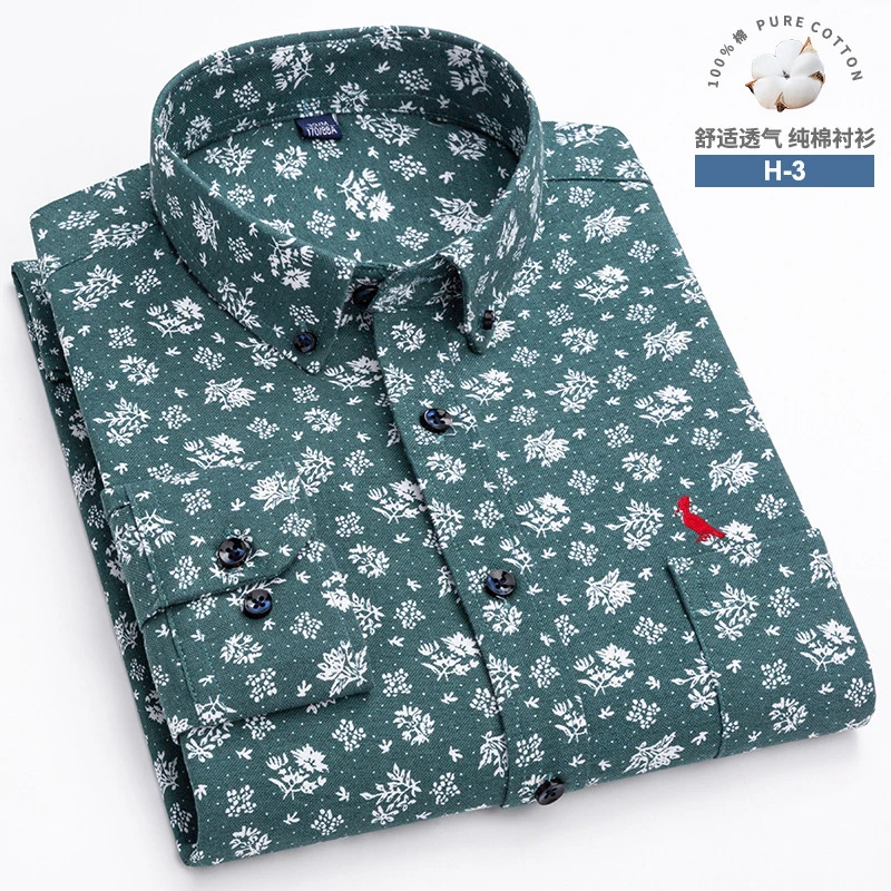 Alta qualidade 100% homens de algodao oxford camisa casual listrada ou xadrez camisas de manga complida botao colarinho design