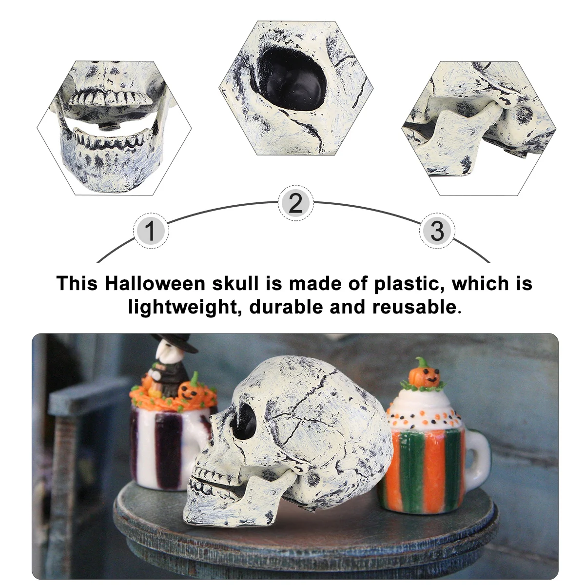 

Halloween Skull Realistic Plastic Head Ornament for Home Party Table Horror Haunted House Halloween Skull