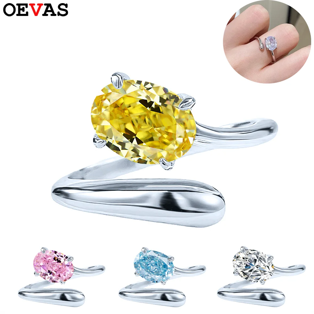 

OEVAS 1,5 карата 6*8 мм кольца с высокоуглеродистым бриллиантом S925 серебряное лабораторное кольцо с желтым бриллиантом для женщин элегантные минималистичные ювелирные изделия оптом