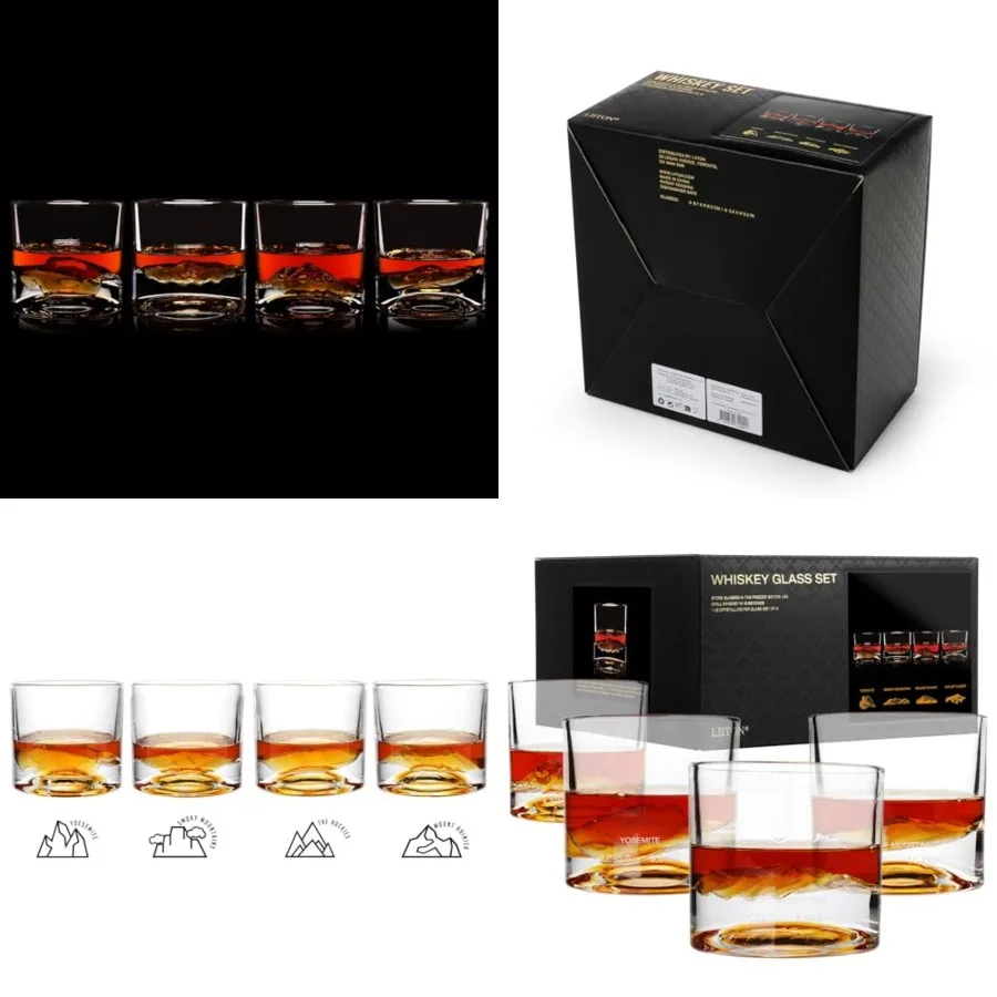 

Heavy Crystal Whiskey Glasses Gift, Thick Freezable Bourbon Glass 1lb Each, Premium Whiskey Gifts for Men, Frozen Crystal Chill