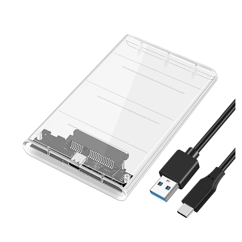 

USB3.0/Type-C HDD Enclosure of 2.5 Inch Hard Disk Case SSD SATA3 to USB 3.0 Transparent HDD Box USB C HDD Case 5Gbps