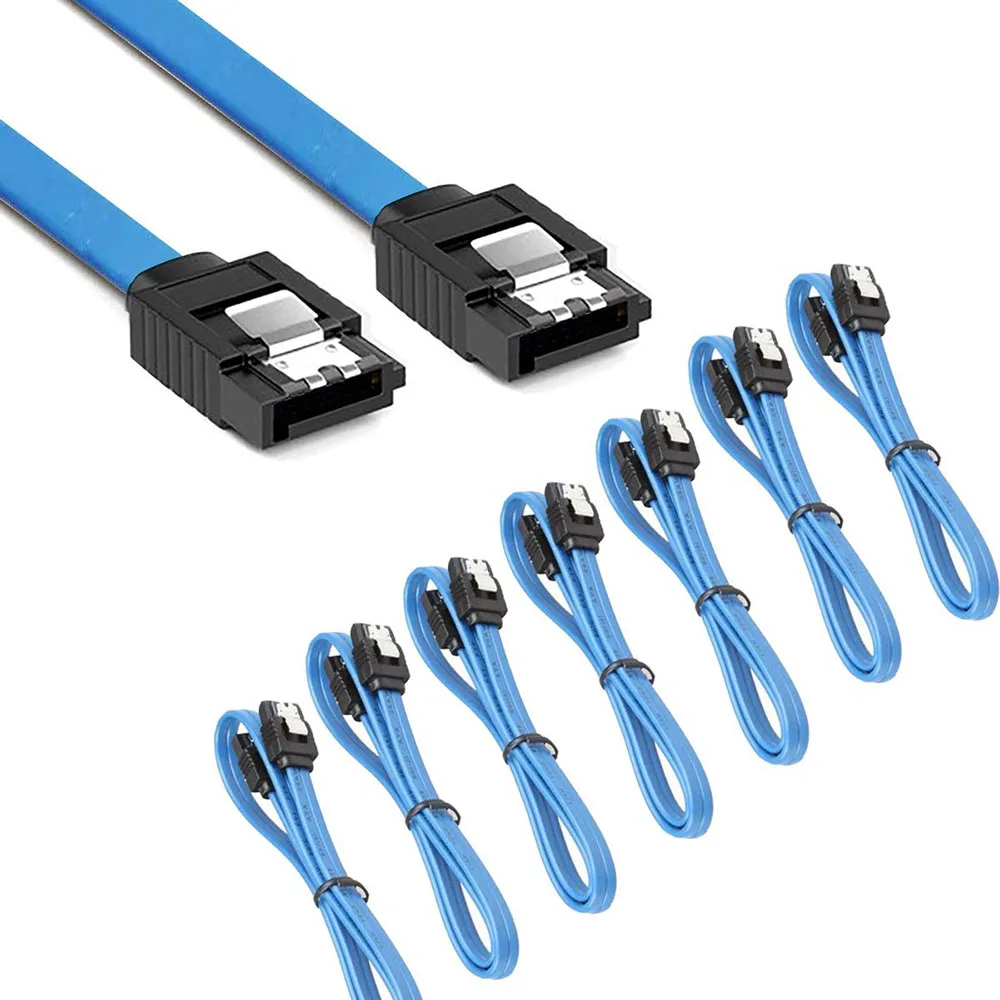 12er-Pack SATA-Datenkabel, 90 Grad rechtwinkliges SATA III 6,0 Gbit/s-Kabel, schwarz, mit verriegelbarem SATA-Kabel für HDD-SSD-CD-DVD-Laufwerke