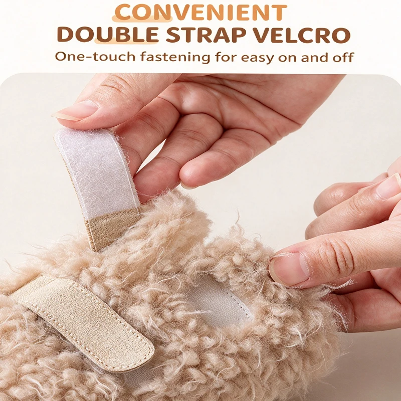 Baby Winter Booties Warm Curly Mid Calf Furry Anti-slip Sole Toddler Boots Baby Floor Shoes for Newborn First Walking 0-18M view 3