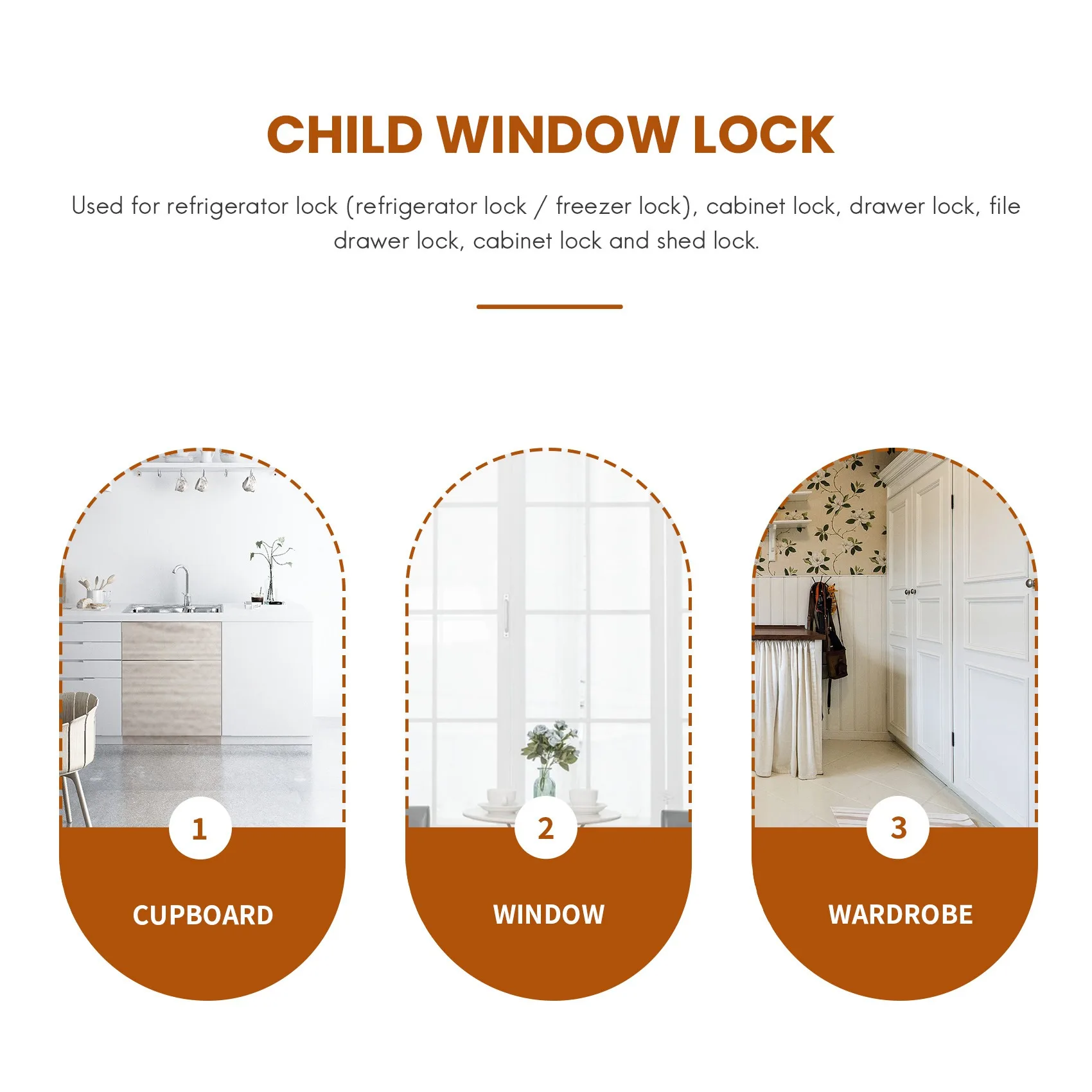Cerradura de refrigerador con llave para seguridad de niños, candados para refrigerador, bloqueo de congelador para nevera y Cabinets-1Pack