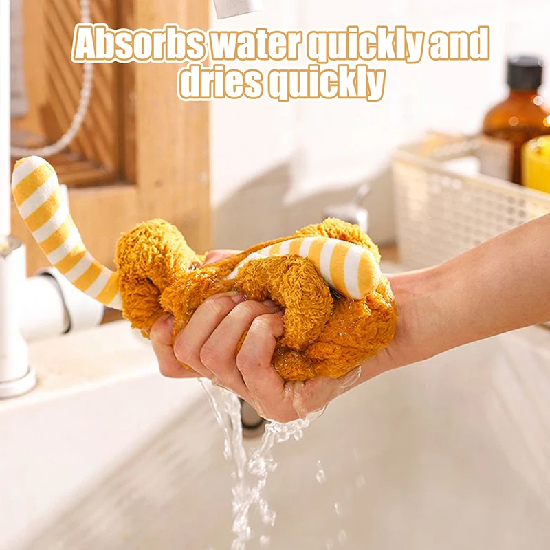 【O】منشف يد معلقة منزلية للأطفال، منشفة حمام مطبخ مخملية مرجانية عالية الجودة ومريحة وصديقة للبشرة