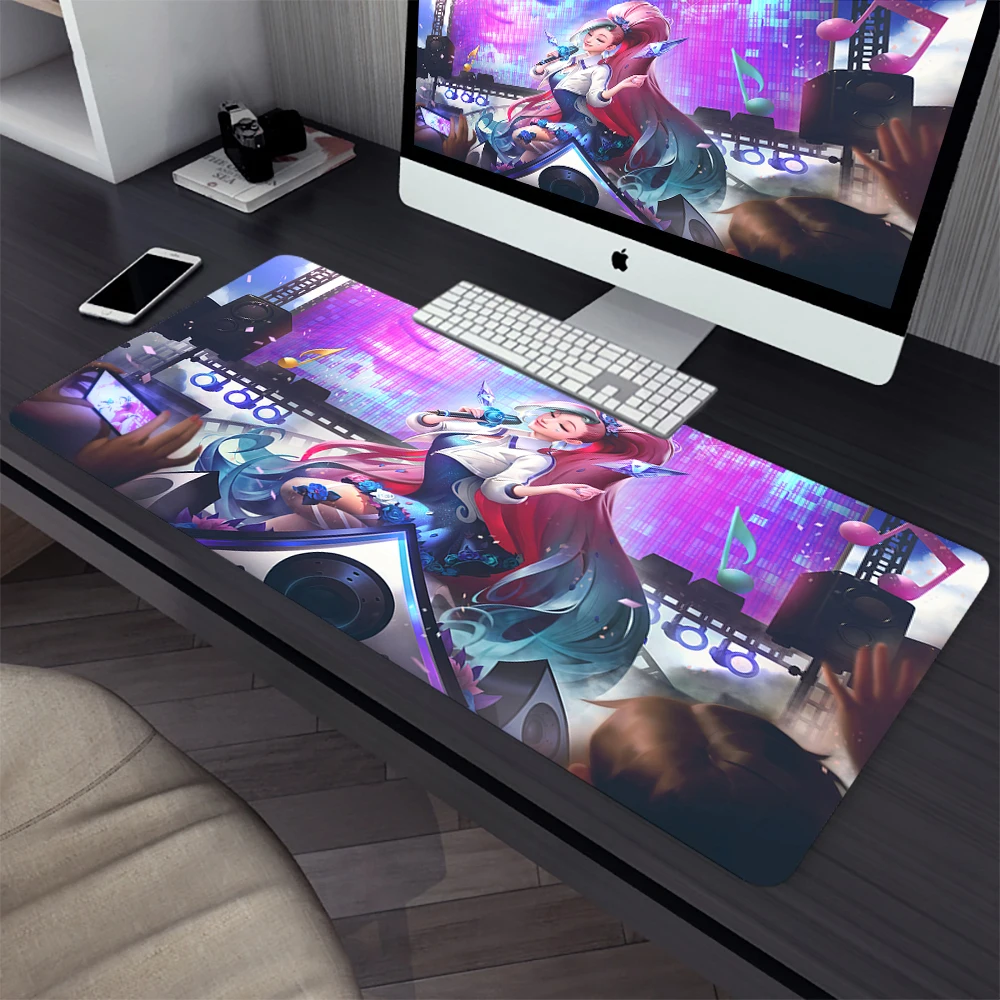 Tapis de souris League of ATIONS End Seraphine, grand tapis de jeu, ordinateur, sous-souris, PC Gamer, ordinateur portable, clavier de bureau, polymères, média