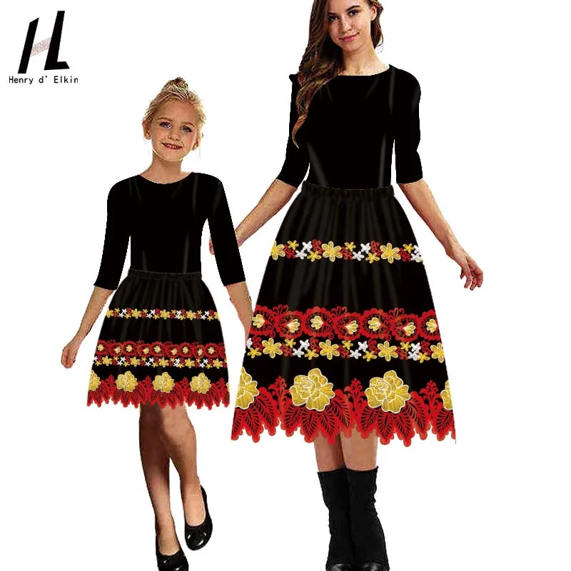 ชุดกระโปรงจับคู่ Island Vibes สําหรับแม่และเด็กผู้หญิง การออกแบบวัฒนธรรมไมโครนีเซียน