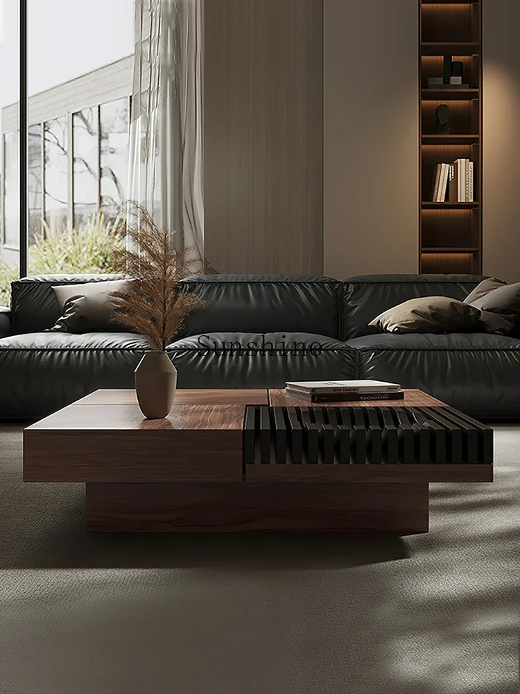 Wabi-sabi wind walnut coffee table living room home high-end small apartment modern and simple