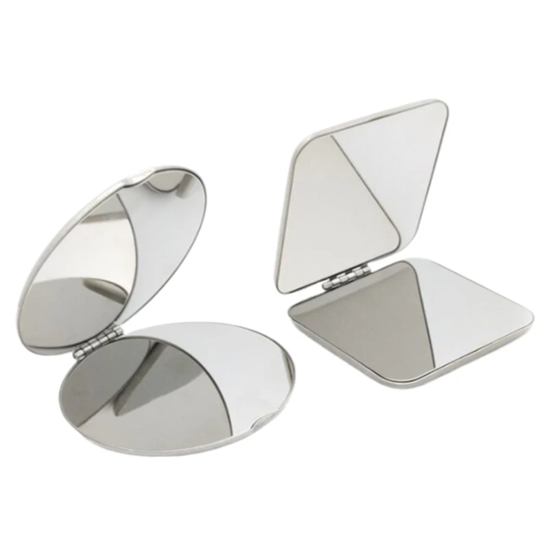 

1 Pcs Portable Women Stainless Steel Makeup Mirror Hand Pocket Folded-Side Cosmetic Make Up Mirror Small Various Shapes