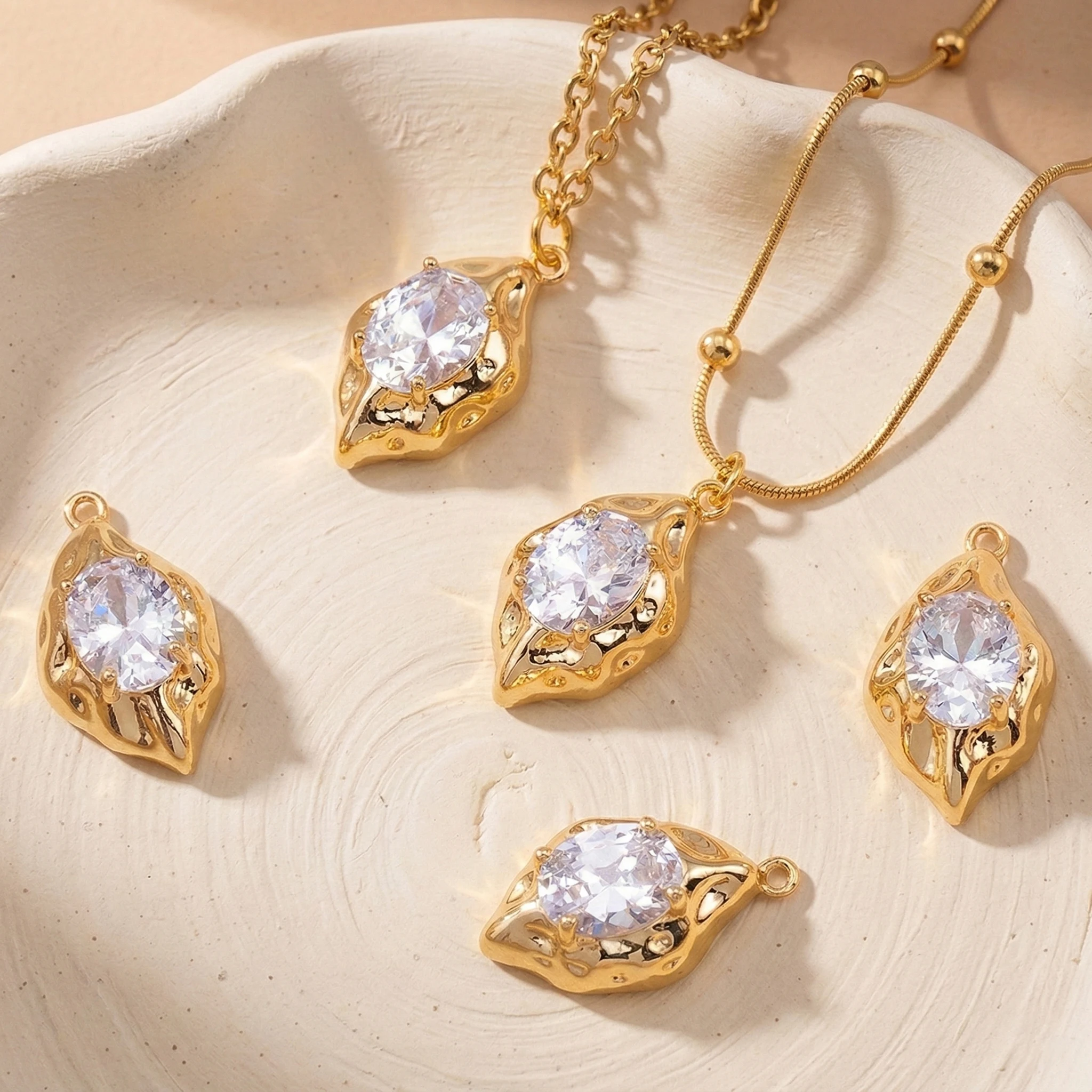

1/2/3pcs 14K Gold Plated Brass Metal Irregular Charms Cubic Zircon Irregular Pendant DIY Bracelet Necklace Making Accessories