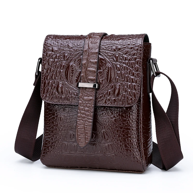 

Classic crocodile pattern leather Men's Handbags Male Shoulder Bag Crossbody Bag Boy Brand Messenger Bags bandolera hombre