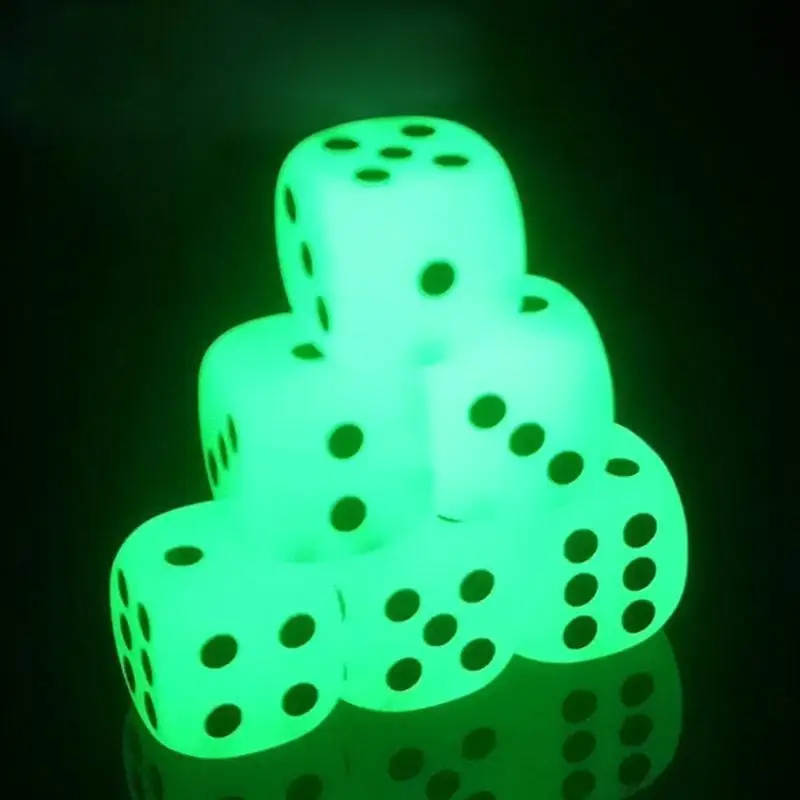 

652F 10Pack D6 Six Sided Glow Dices Die for DND-MTG-RPG,Tenzi-Farkle,Yahtzee-Bunco,Teaching Math,Table Board Game