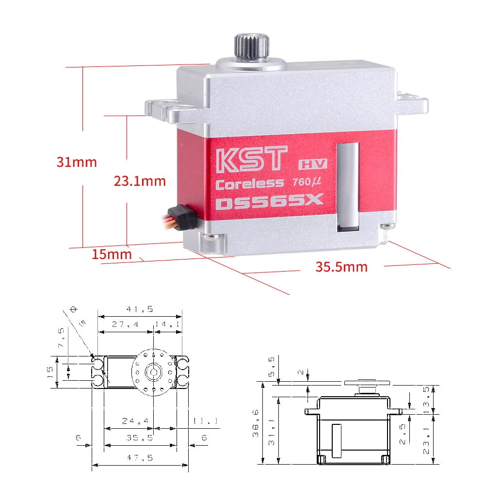 KST DS565X 8.4V 6kg 0.04sec HV Digital Metal Gear Coreless Servo Motor