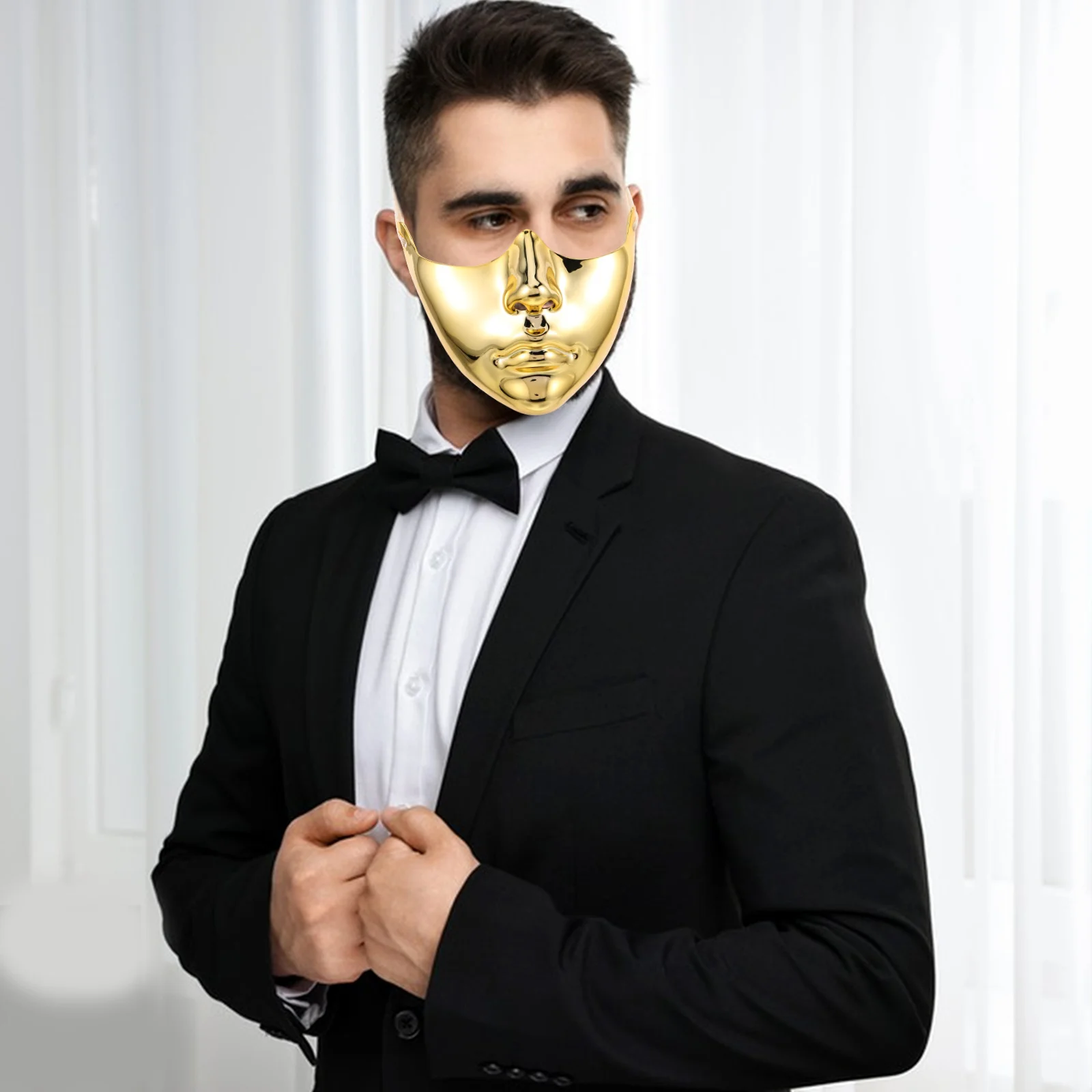 قناع نصف وجه ذهبي Steampunk على الطراز العتيق للحفلات التنكرية للمهرجانات الراقصة والحفلات الليلية والمناسبات المريحة #1