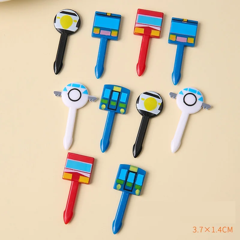 10PCS Cartoon Car Fruit Fork Mini Cartoon Children Snack Cake Dessert Food Fruit Pick Toothpick Bento Lunches Party Decor