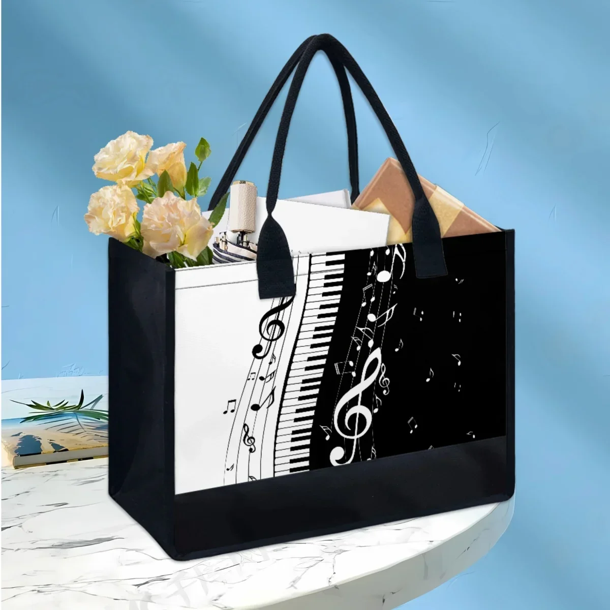 Brand Designer Piano Note Handle Portable Shoulder Bag Fashion Music Style Elegant Ladies HandBag Portable Casual Storage Custom