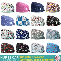 Doctor Cotton Pet Pharmacist Clinic Hat Medical Dentist Hats Lab Nurse Cap Scrub Nursing Surgical Sweat-absorbing Working Caps