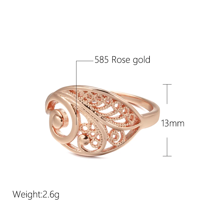 SYOUJYO 585 Rose Gold Color Cutting Women\'s Ring Classic Luxury Party Anniversary Fine Jewelry Glossy Hundred Ethnic Style Ring