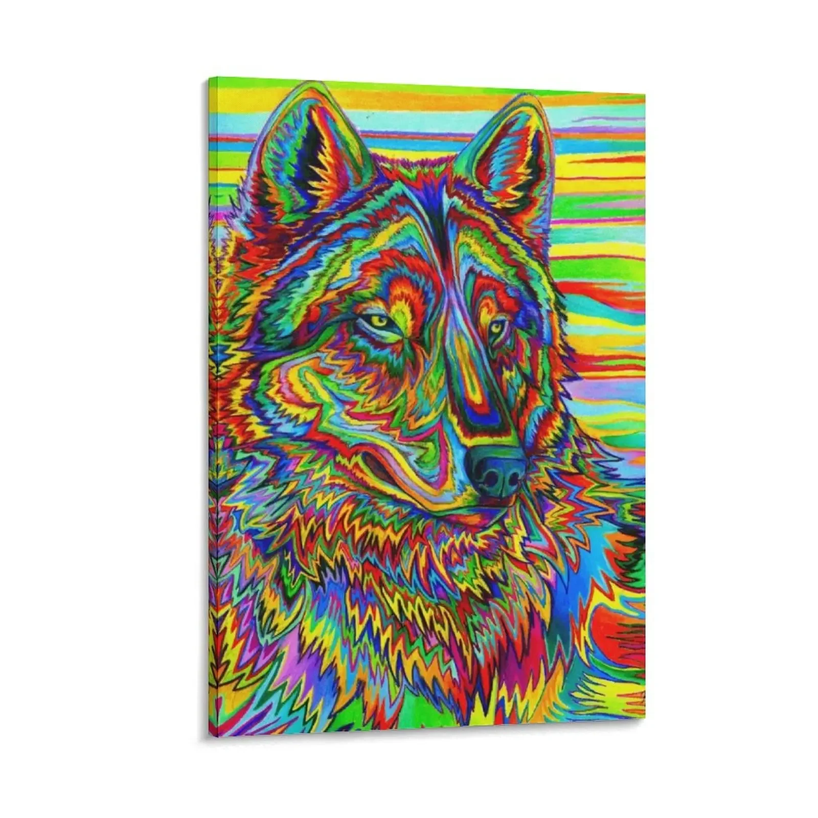

Colorful Psychedelic Rainbow Trippy Wolf Canvas Painting room decors aesthetic Paintings posters poster anime