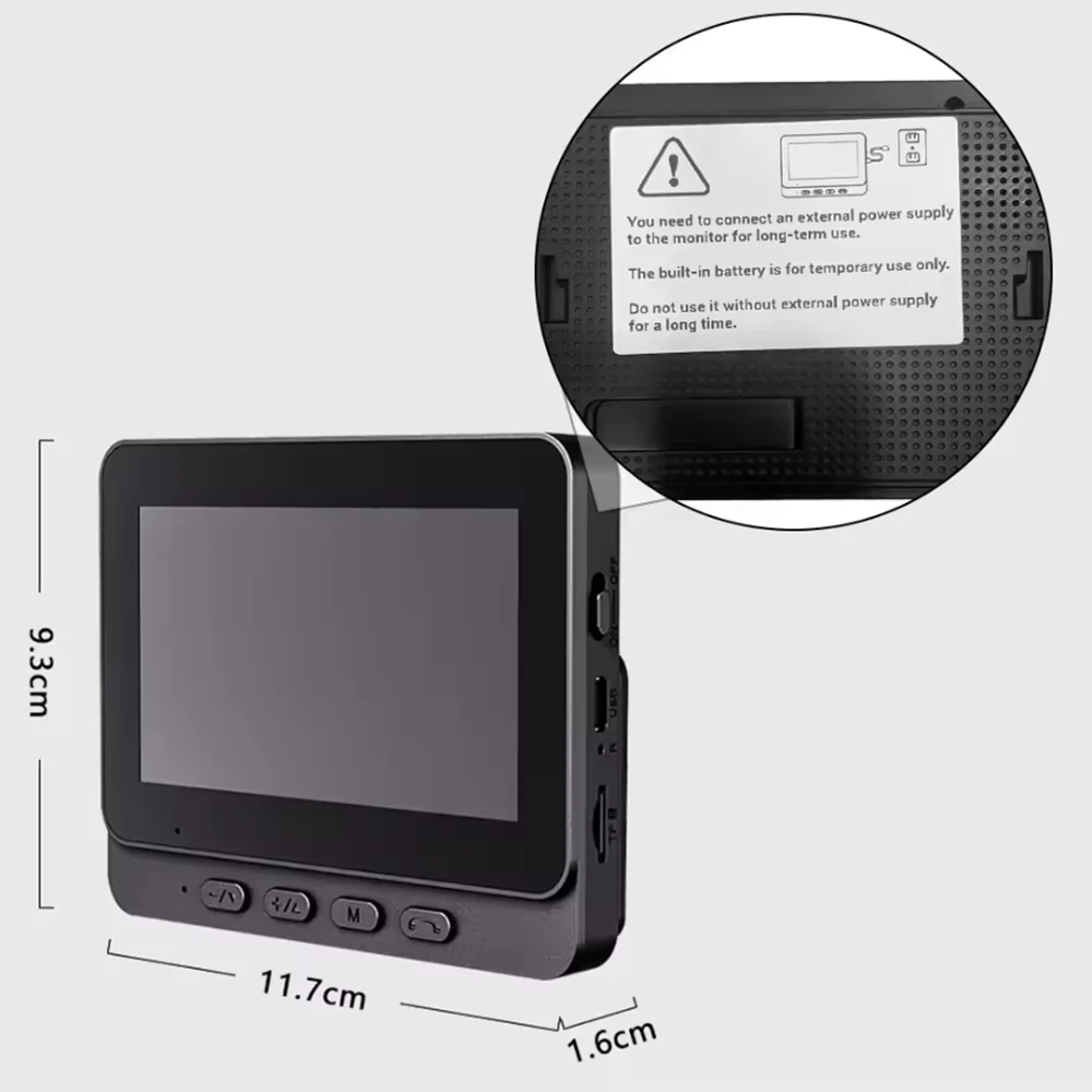 4.3" IPS HD Smart Video Doorbell with 2.4G Wireless Intercom, Two-Way Audio, Night Vision & Real-Time Monitoring