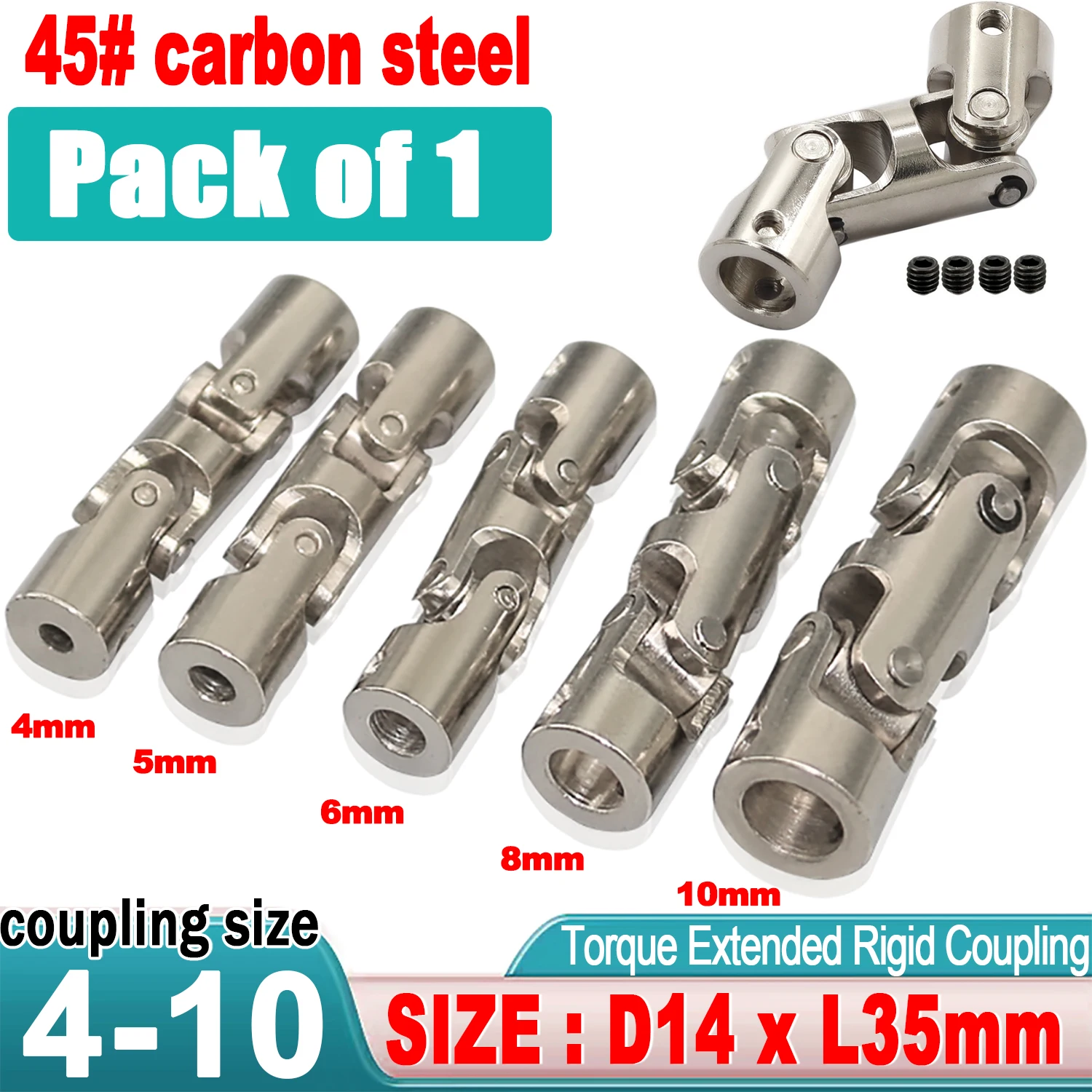 4/5/6/8/10mm Boat Car Shaft Coupler Three-section Universal Joint Coupling Motor Connector With M3/M4 Screw Metal Cardan Joint