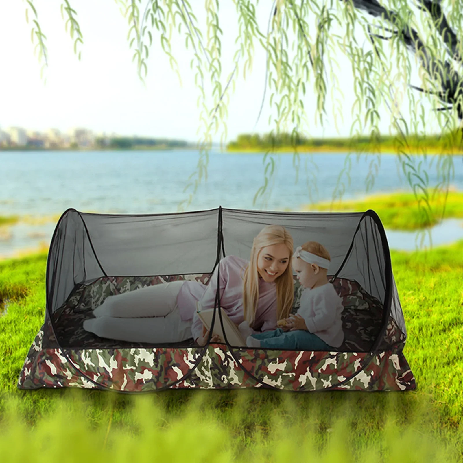 Portable Pop-Up Mosquito Bed Net Free Installation Large Size Adjustable Mosquito Nets Suitable for Travel Adventure